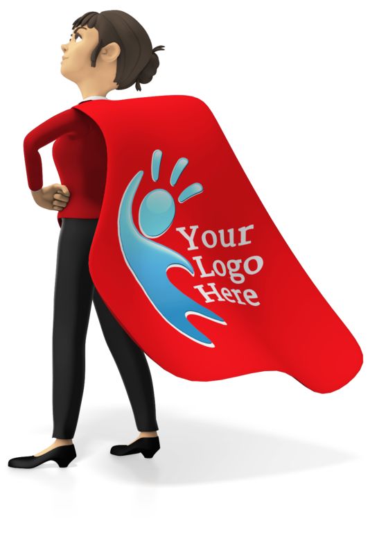 This Presentation Clipart shows a preview of Businesswoman Superhero Custom Cape