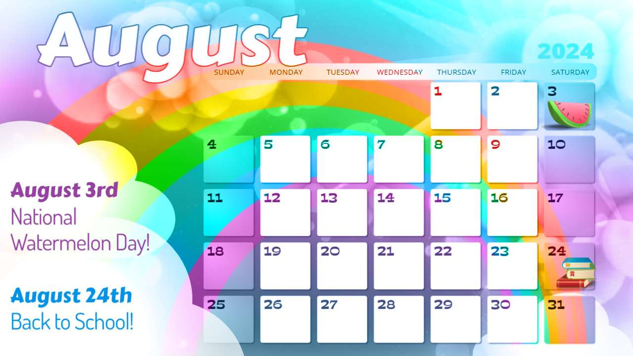 august calendar video background preview image.