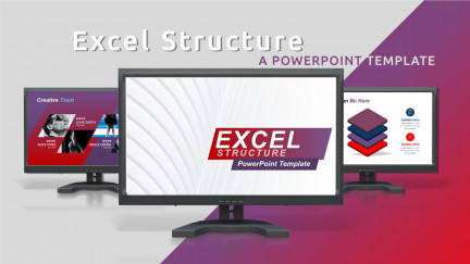 A collage of presentation slides from Excel Structure PowerPoint Template